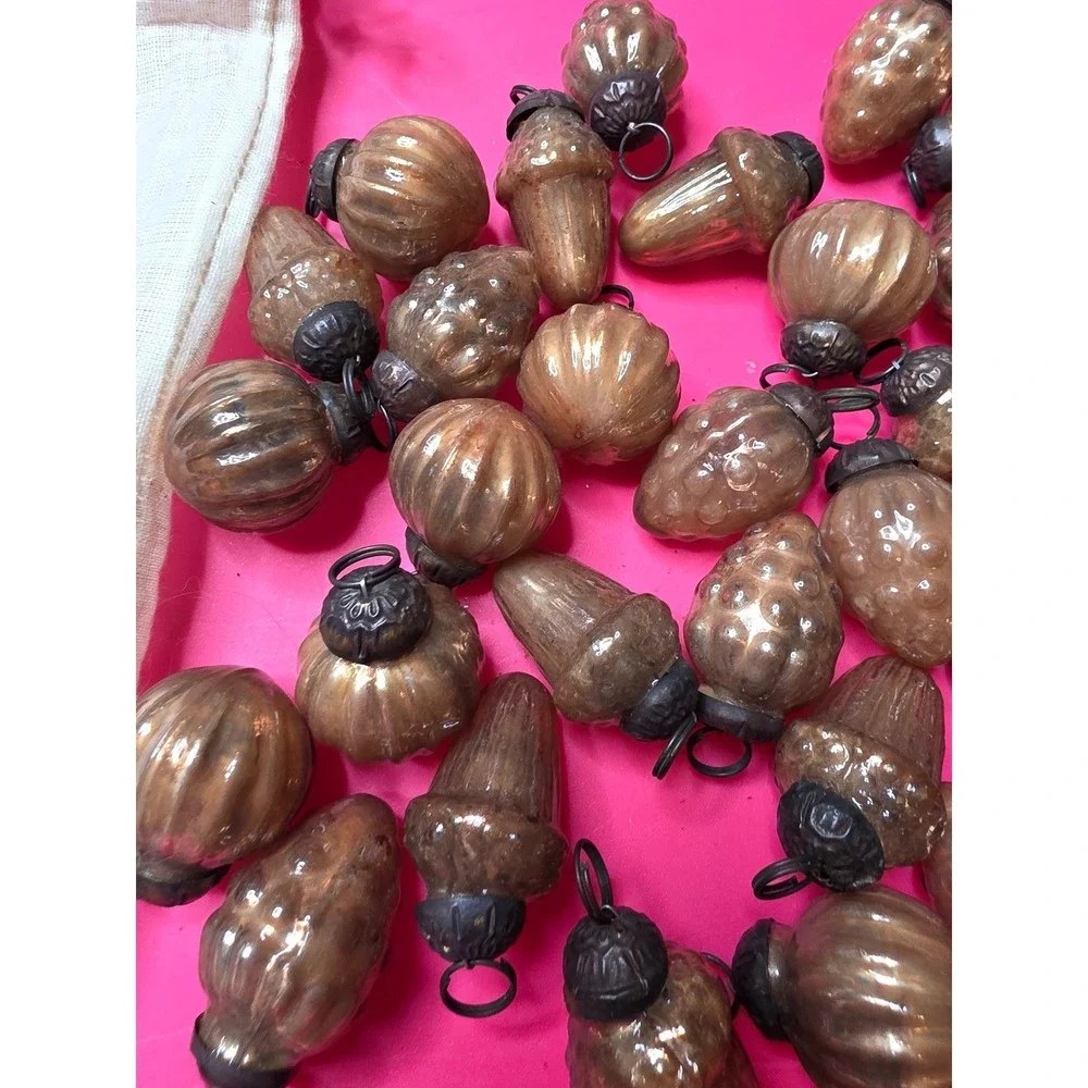 Creative Co-op 36 Piece 1 Inch Amber Mercury Glass Mini Ornaments‎ XM7406 New